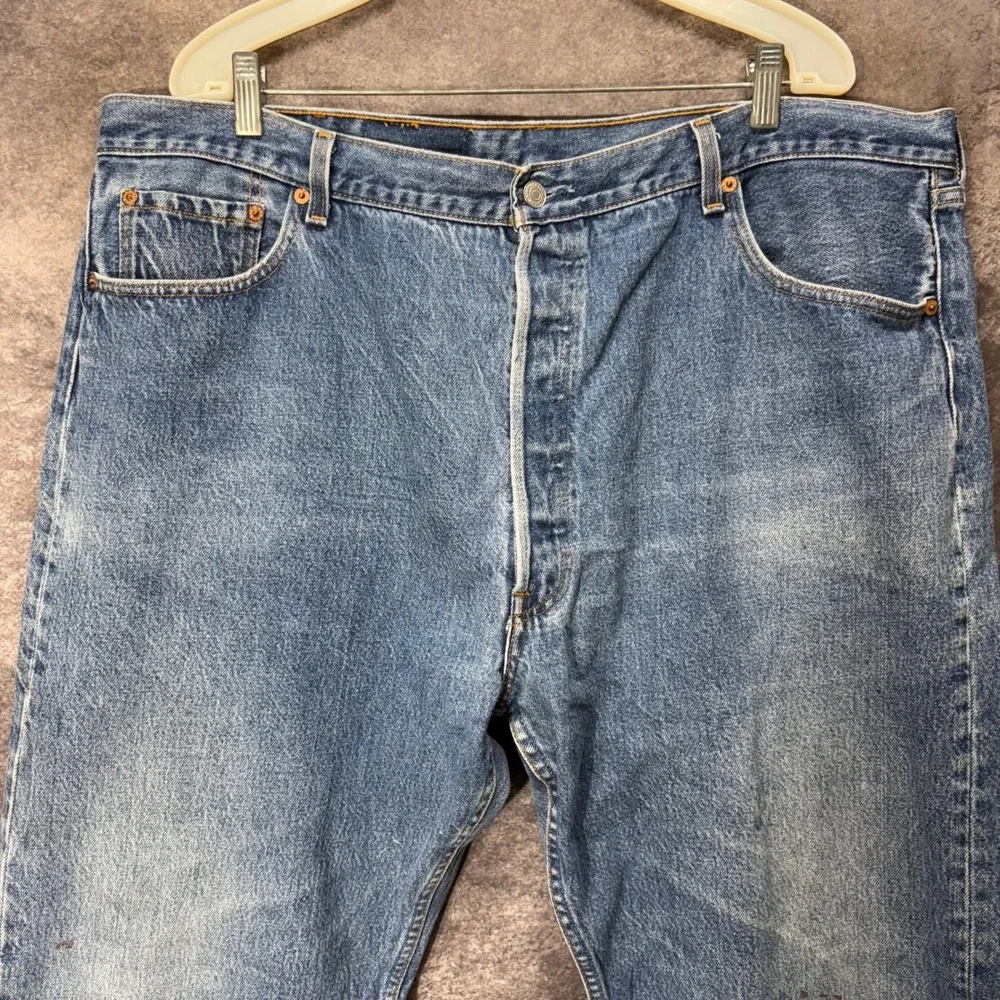 VTG 90s Levis 501 STF Jeans Mens 46x32 Made in USA Blue Straight Leg Button Fly